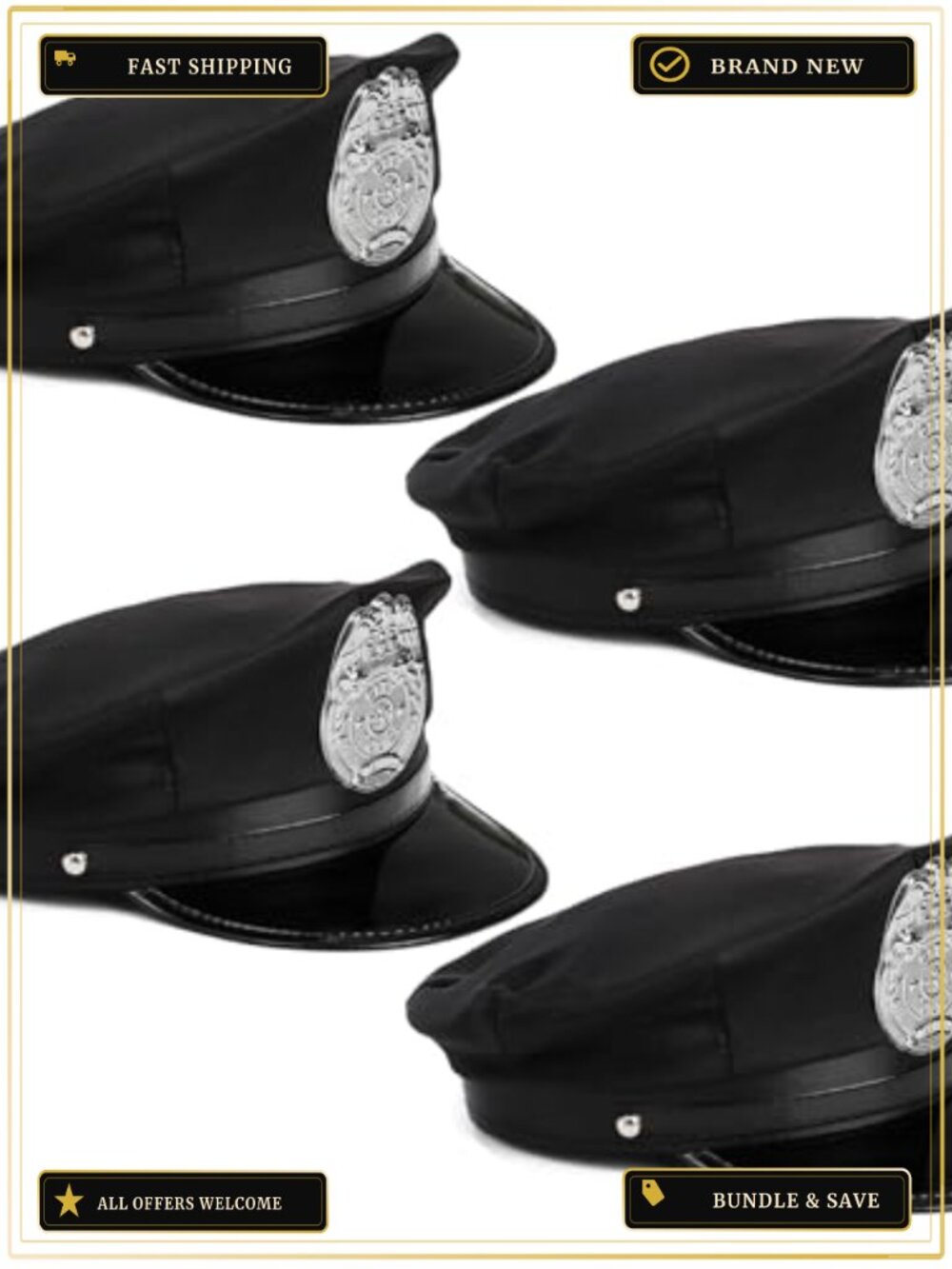 4 Pack Police Hat Cop Hats for Adults Costume Cosplay Stage Party